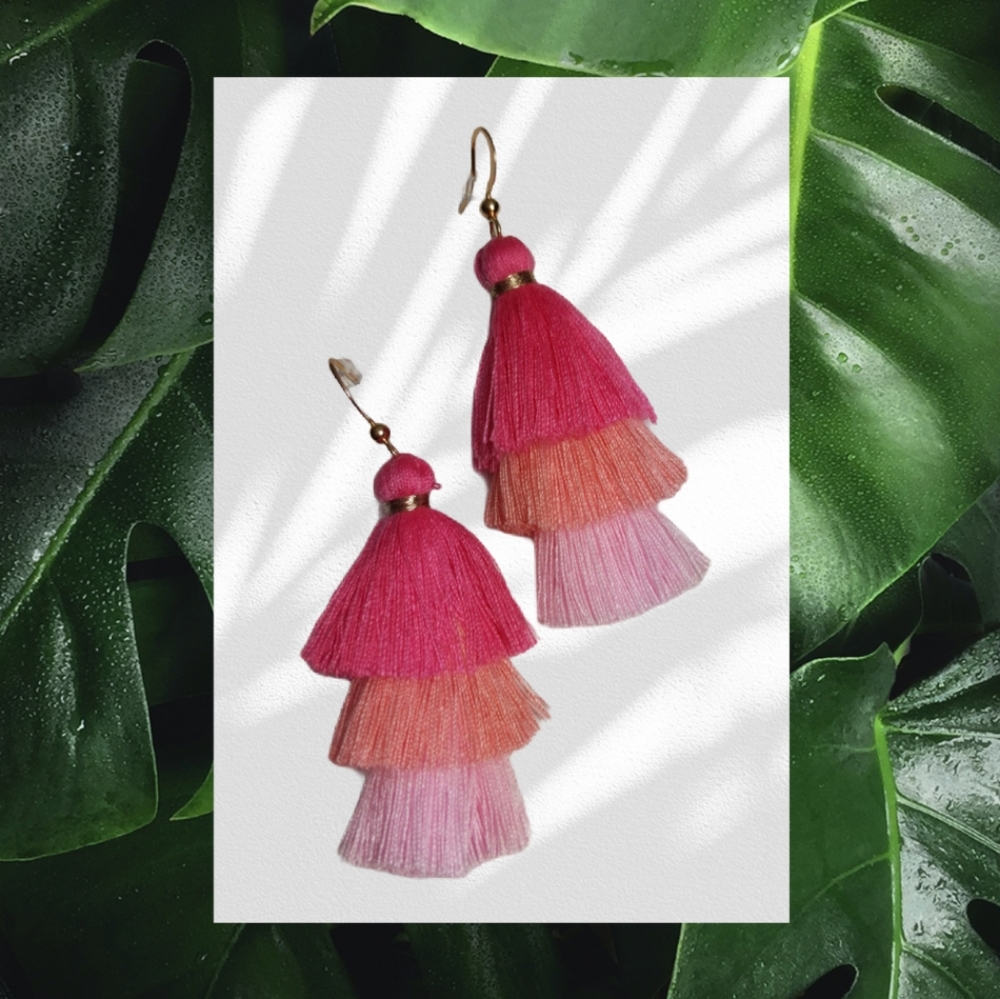 Three tier tassel pink ombre